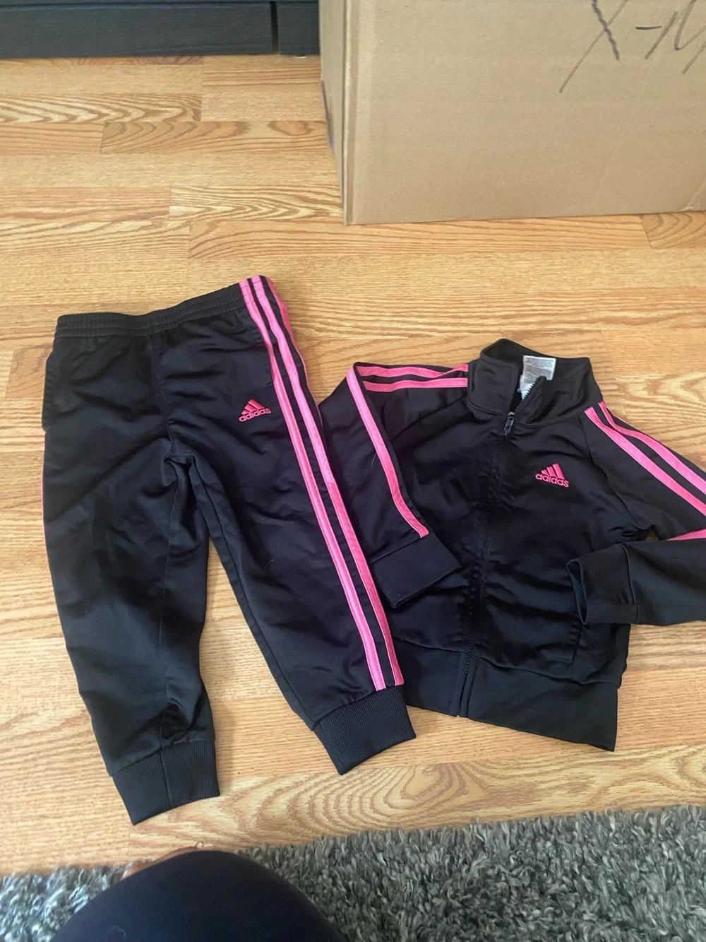 adidas Kids Black & Pink Athletic Track Set